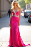 Appliques Fuchsia Strapless Schede Galajurk met Split