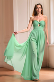 Mint A Line Sweetheart Chiffon Bruidsmeisje Jurk