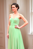 Mint A Line Chiffon Sweetheart Bruidsmeisje Jurk met Hof Sleep