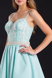 Mint Spaghetti Bandjes A Line Appliques Prom Jurk