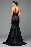 Zeemeermin strapless black tie jurk met split