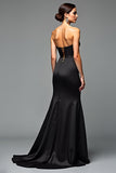 Zeemeermin strapless black tie jurk met split