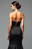 Zeemeermin strapless black tie jurk met split