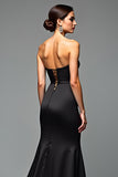 Zeemeermin strapless black tie jurk met split