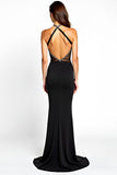 Zeemeermin Halter Black Tie Jurk Met Split