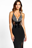 Zeemeermin Halter Black Tie Jurk Met Split