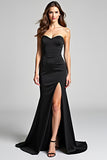 Zeemeermin strapless black tie jurk met split