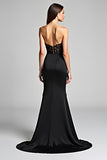 Zeemeermin strapless black tie jurk met split