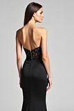 Zeemeermin strapless black tie jurk met split