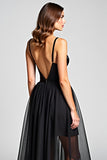 A Line Tule Spaghetti Bandjes Black Tie Jurk