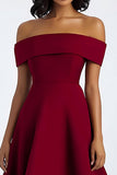 Bordeaux A Line Off The Shoulder Midi formele jurk