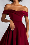 Bordeaux A Line Off The Shoulder Midi formele jurk