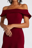 Bordeaux A Line Off The Shoulder Knielengte Formele Jurk