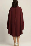 Bordeauxrode koker Midi Cape formele jurk