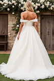 Sierlijke Off the Shoulder Witte A Line Trouwjurk