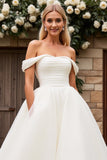 Sierlijke Off the Shoulder Witte A Line Trouwjurk