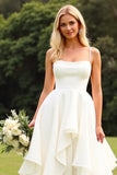 Chiffon A Line Ruffle Ivoor Trouwjurk met Kant
