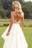 Chiffon A Line Ruffle Ivoor Trouwjurk met Kant