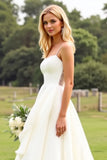 Chiffon A Line Ruffle Ivoor Trouwjurk met Kant