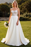 Ivoor Chiffon Lace A Line trouwjurk