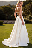 Ivoor Chiffon Lace A Line trouwjurk