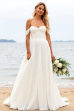 Ivoor A Line Off the Shoulder trouwjurk met split