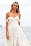 Ivoor A Line Off the Shoulder trouwjurk met split