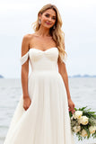 Ivoor A Line Off the Shoulder trouwjurk met split