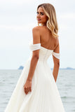 Ivoor A Line Off the Shoulder trouwjurk met split
