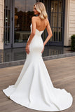 Elegante Strapless Zeemeermin Ivoor Satijn Trouwjurk