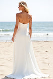 Ivoor Chiffon Strapless A-lijn trouwjurk