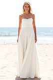 Ivoor Chiffon Strapless A-lijn trouwjurk