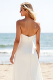 Ivoor Chiffon Strapless A-lijn trouwjurk
