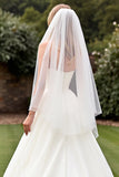 Stretch Satijn Organza Ivoor A Line Strapless Trouwjurk
