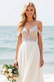 Chiffon Kant Cold Shoulder A Line Trouwjurk