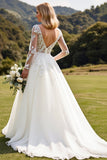 Lange Mouwen lvory A Line Kant Appliqued Trouwjurk