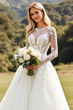 Lange Mouwen lvory A Line Kant Appliqued Trouwjurk