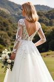 Lange Mouwen lvory A Line Kant Appliqued Trouwjurk