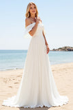 lvory A Line Off The Shoulder Lange Trouwjurk met Split