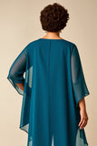 Chiffon Pauw Ronde Hals Plus Size Moeder Van Bruid Broekpakken