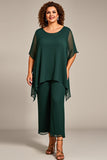 Pine 2-delige chiffon plus size moeder van de bruid broek pakken