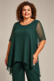 Pine 2-delige chiffon plus size moeder van de bruid broek pakken