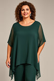 Pine 2-delige chiffon plus size moeder van de bruid broek pakken