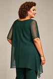 Pine 2-delige chiffon plus size moeder van de bruid broek pakken