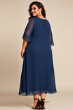 Marine Plus Size Chiffon A Line Moeder van de Bruid Jurk