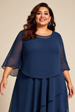 Marine Plus Size Chiffon A Line Moeder van de Bruid Jurk