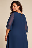 Marine Plus Size Chiffon A Line Moeder van de Bruid Jurk