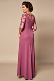Woestijn Rose Chiffon Lace Moeder van de Bruid Jurk