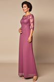 Woestijn Rose Chiffon Lace Moeder van de Bruid Jurk