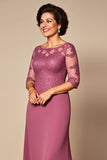 Woestijn Rose Chiffon Lace Moeder van de Bruid Jurk